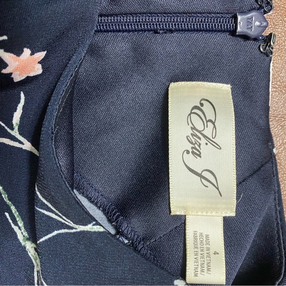 Eliza J Navy Blue Print Dress with Ruffle Hem size 4 - Picture 5 of 7